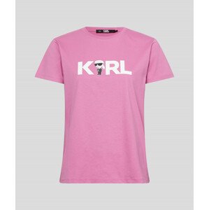 Tričko karl lagerfeld ikonik 2.0 karl logo t-shirt růžová xs