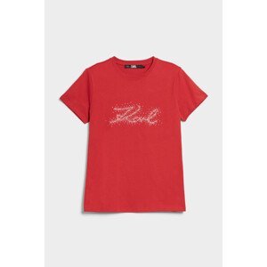Tričko karl lagerfeld rhinestone karl logo t-shirt červená l