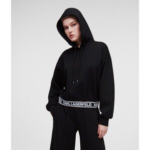 Mikina karl lagerfeld bonded jersey hoodie w/logo černá l