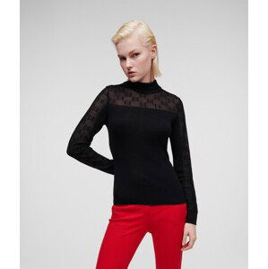 Svetr karl lagerfeld lightweight logo turtleneck černá m