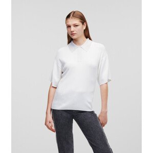 Svetr karl lagerfeld rhinestone polo knit top bílá xs