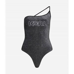 Plavky karl lagerfeld ikonik 2.0 lurex swimsuit černá l