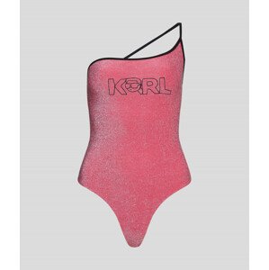 Plavky karl lagerfeld ikonik 2.0 lurex swimsuit růžová s