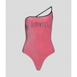 Plavky karl lagerfeld ikonik 2.0 lurex swimsuit růžová xl