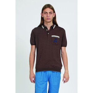 Svetr la martina man tricot polo s/s cotton hnědá xl