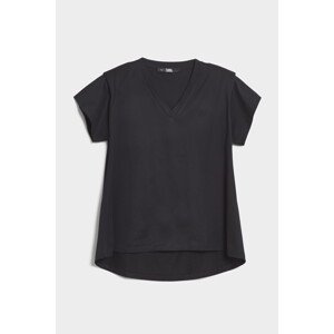 Tričko karl lagerfeld feminine v-neck t-shirt černá l