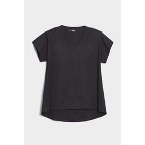 Tričko karl lagerfeld feminine v-neck t-shirt černá xs