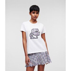 Tričko karl lagerfeld boucle profile t-shirt bílá s