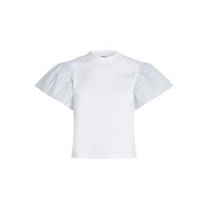 Tričko karl lagerfeld ruffled slv fabric mix t-shirt bílá l