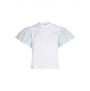 Tričko karl lagerfeld ruffled slv fabric mix t-shirt bílá xs