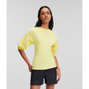 Tričko karl lagerfeld puffy woven sleeve top iris yellow