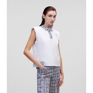 Tričko karl lagerfeld boucle polo tank top bílá xs