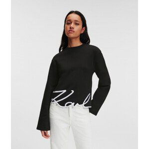 Mikina karl lagerfeld karl signature hem sweatshirt černá xs