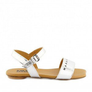 Sandále mm6 mirror leather sandals logo print šedá 32