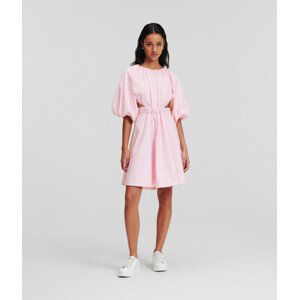 Šaty karl lagerfeld a-line puff sleeve dress růžová 42