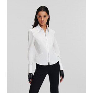 Košile karl lagerfeld karl double zip fitted shirt bílá 40