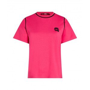 Tričko karl lagerfeld ikonik 2.0 t-shirt w piping růžová l