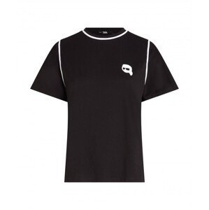 Tričko karl lagerfeld ikonik 2.0 t-shirt w piping černá xs