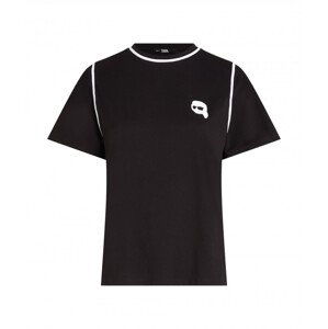 Tričko karl lagerfeld ikonik 2.0 t-shirt w piping černá s