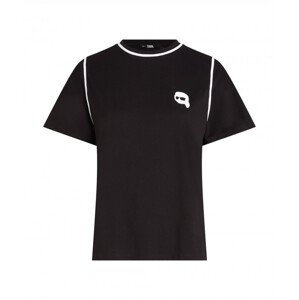 Tričko karl lagerfeld ikonik 2.0 t-shirt w piping černá l