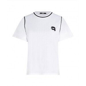 Tričko karl lagerfeld ikonik 2.0 t-shirt w piping bílá s