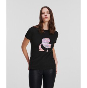 Tričko karl lagerfeld boucle profile t-shirt černá xs