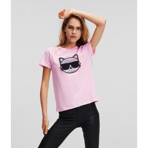 Tričko karl lagerfeld boucle choupette t-shirt růžová s