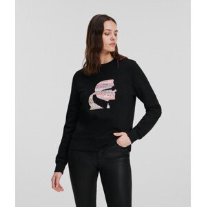 Mikina karl lagerfeld boucle profile sweatshirt černá m