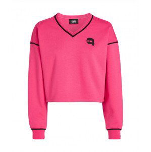 Mikina karl lagerfeld ikonik 2.0 cropped sweatshirt růžová xs