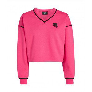 Mikina karl lagerfeld ikonik 2.0 cropped sweatshirt růžová s