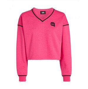 Mikina karl lagerfeld ikonik 2.0 cropped sweatshirt růžová m