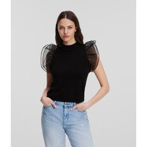 Svetr karl lagerfeld puff sleeve top černá s