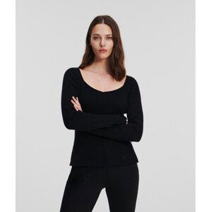 Svetr karl lagerfeld ls feminine knit top černá s