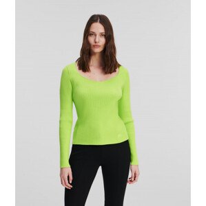 Svetr karl lagerfeld ls feminine knit top zelená xs