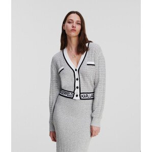 Svetr karl lagerfeld cropped boucle cardigan bílá s