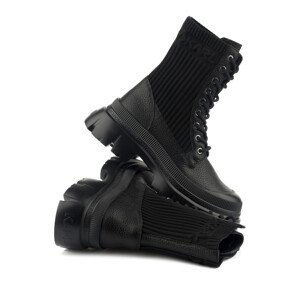 Kotníková obuv karl lagerfeld kc hi lace mix boot černá 38