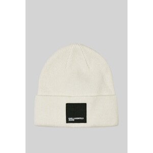 Čepice karl lagerfeld jeans knitted logo beanie bílá none