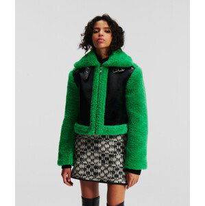 Bunda karl lagerfeld faux fur shearling aviator zelená m