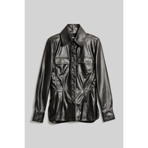 Košile karl lagerfeld faux leather karl shirt černá 38