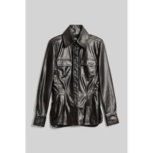 Košile karl lagerfeld faux leather karl shirt černá 40