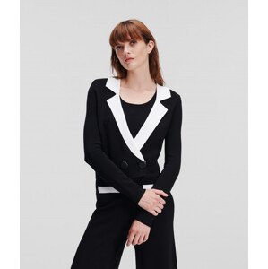 Kardigán karl lagerfeld cropped knit cardigan černá m