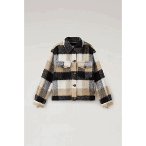 Bunda woolrich fringe trim check overshirt hnědá m