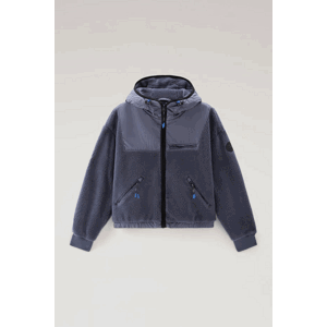 Mikina woolrich sherpa mix media hoodie modrá s