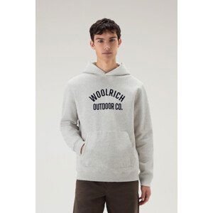 Mikina woolrich organic cotton script hoodie šedá m