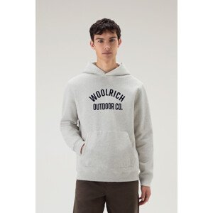 Mikina woolrich organic cotton script hoodie šedá s