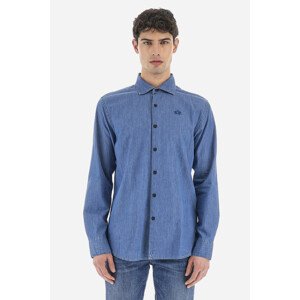 Košile la martina man shirt l/s light denim modrá xl