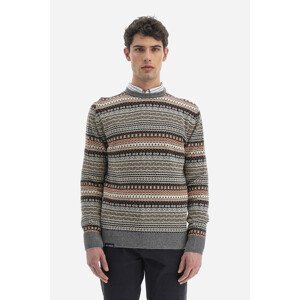 Svetr la martina man crew neck tricot jacquard hnědá xl