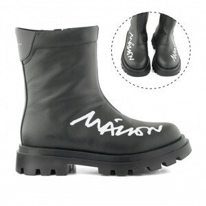 Kotníková obuv mm6 track sole maxi logo print ankle boots černá 34
