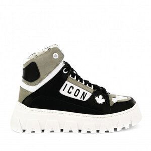 Tenisky dsquared  icon logo print hi-top basket sneakers lace up černá 34