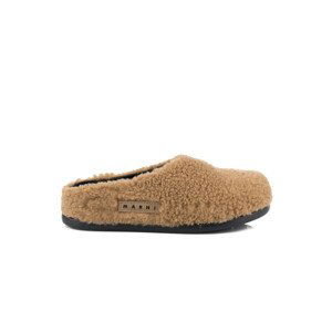 Pantofle marni faux shearling fussbett sabot hnědá 35